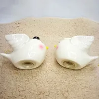 6.2*4*4.2CM dessin animé peint à la main ange oiseau Couple en céramique bouteille d'épices cadeau paire de maison cuisine fournitures poivre salière