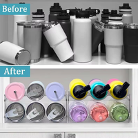 Grand support organisateur de bouteille d'eau sur pied pliable en plastique à 4 niveaux supports de stockage empilables armoire réfrigérateur double OEM ODM