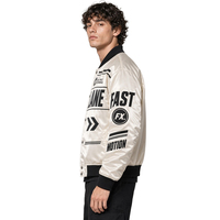 Veste bomber de style motard pour homme, avec logo personnalisé XUFEI, OEM, de haute qualité, en satin, imprimé graphique racing, streetwear, design de créateur.
