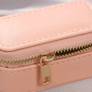 <b>Mini</b> Portable Custom Logo PU Leather Jewelry <b>Box</b> with Zipper Travel Velvet Lining Case for Rings Earrings Necklaces <b>Storage</b> - Product Image 5