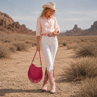 Sac à bandoulière pour femme en cuir PU, style vintage, petit sac à main avec franges, grande capacité, sangle réglable, idéal pour l'extérieur – Prix usine
