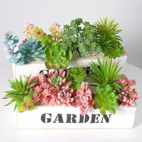 Sélection stricte Artificielle Charnue Flocage Tête De Fleur En Plastique Faux Aloe Cactus Vert Paysage Ornements En Pot Combinaison