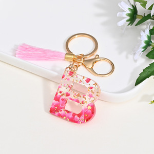 <span class=keywords><strong>Porte</strong></span>-clés en plastique à paillettes avec pendentif en résine et <span class=keywords><strong>lettre</strong></span>, vente chaude - Product Image 6
