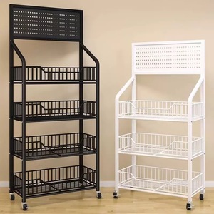 Étagère de rangement métallique multi-niveaux Hiroshi à 5 étages, étagères mobiles pour supermarché, présentoir pour magasin de proximité, jouet de rangement domestique - Product Image 1