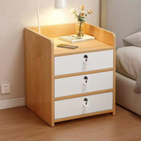Table de chevet en bois avec serrure, multi-styles, moderne, en bois, avec deux tiroirs, meuble de chambre écologique, durable