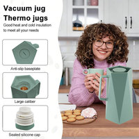 Nuevo Termo de Plástico sin BPA de 1L/1.3L, Tetera, Cafetera al Vacío con Revestimiento de Vidrio, Forma de Diamante, Termo de Doble Pared
