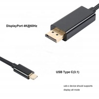 4K @ 60Hz 2K @ 165Hz adaptateur USB type-c vers DP Thunderbolt 3/4 vers cordon de Port d'affichage USB C vers DisplayPort câble de 6 pieds pour MacBook
