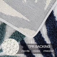 Tapis de salle de bain en microfibre floquée à motif géométrique personnalisé, doux, absorbant, antidérapant, tapis de bain à poils longs