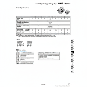 Pinza de aire SMC Pneumatics, piezas neumáticas de MHS3-20D - Product Image 1