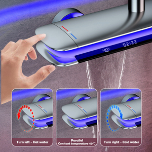 Sistema de Ducha Termostática Kampolly con Cuerpo de Latón, Diseño de Nave Espacial <span class=keywords><strong>UFO</strong></span>, Pantalla de Temperatura y Luz Ambiental de 360 Grados - Product Image 4
