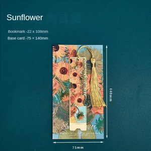 Metal Flower <b>Bookmark</b> Set Printed Art Design Sunflower Iris Rose Pattern Gift for Book Lovers - Product Image 3