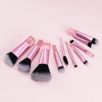 10 pièces marque privée Mini ensemble de pinceaux de maquillage raccourcir la poignée Kit de pinceaux de maquillage de voyage avec sac