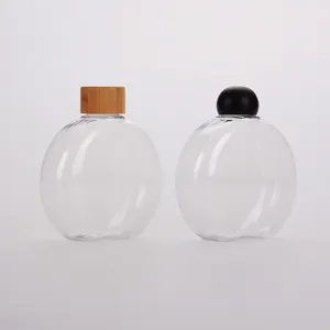 Envase de plástico PET de 12oz y 350ml, diseño de forma redonda, contenedor de bebidas suaves, botella de bebida de jugo con tapa, servicio OEM aceptado