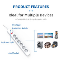 Multiprise intelligente avec protection contre les surtensions, 6/5/8 prises, protection incendie, ABS, couleur personnalisée pour prises AU/EU/US/UK