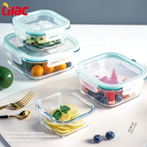 Air Tight Lilac German Quality Bpa Free Airtight Container Kitchen Air Tight Box Glass Food Storage Set With Lids