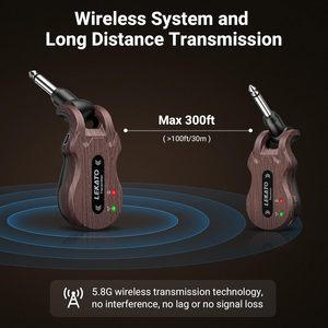 Lekato <b>Wireless</b> Guitar System 5.8GHz Transmitter <b>Receiver</b> Rechargeable Battery For Live Stage Studio Practice - Product Image 3