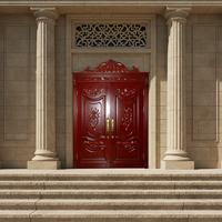 Porte d'entrée extérieure à double ouverture en bois massif de conception traditionnelle de la marque Binbin, peinture au four à base d'eau écologique, imperméable, taille personnalisée