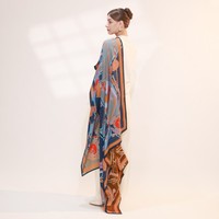 Foulard carré personnalisé Conception d'impression Écharpe à franges Écharpes de cou chaudes et douces 25% soie 75% laine Châle Dames pour femmes