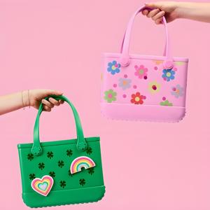 Sac de plage pliable imperméable pour <span class=keywords><strong>femme</strong></span> en EVA, grande capacité, deux poignées ouvertes, motif floral ajouré, imprimé lettres - Vente en gros OEM/ODM - Product Image 1
