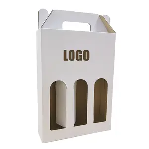 Factory Manufacturer Custom Logo Printing Private Label Wine Bottle Boxes Recyclable Kraft Paper Luxury 3 Bottle Wine Box