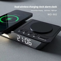 Chargeur sans fil double ultra fin pour 2 téléphones Chargement sans fil 30W avec veilleuse Réveil Chargeur sans fil multifonction