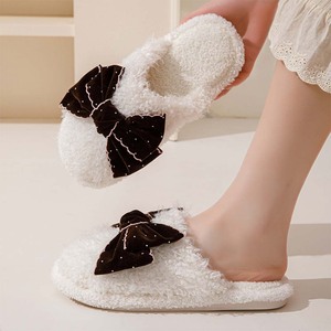Custom Design Butterfly Knot Bow Plush <strong>Slippers</strong> Home Baotou Cotton <strong>Slippers</strong> Indoor Fur <strong>Slippers</strong> for Women - Product Image 5