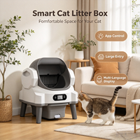 Bac à litière autonettoyant XXL, bac à litière automatique pour chat avec contrôle par application, contrôle des odeurs, capteurs de sécurité anti-pincement et entrée basse