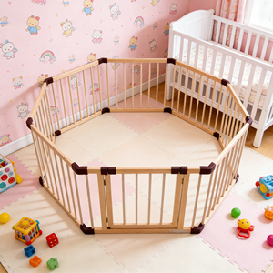 Parc de jeux en bois pour enfants avec <span class=keywords><strong>porte</strong></span>, vente directe usine, centre de jeu sécurisé pour bébés - Product Image 1