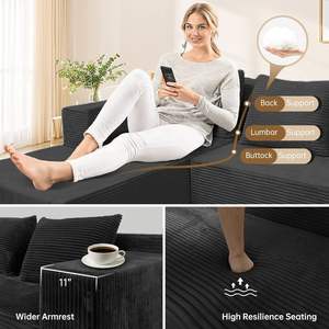 103 moderno e minimalista grigio scuro a forma di L, divano componibile componibile con nuvole, <span class=keywords><strong>angolo</strong></span> profondo per <span class=keywords><strong>soggiorno</strong></span> - Product Image 5