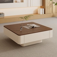 Table basse de salon en bois massif de style moderne du milieu du siècle, avec espace de rangement, sensation de luxe léger et haut de gamme, nouveau modèle 2026, petite taille