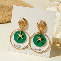 Ensemble de boucles d'oreilles en résine géométrique colorée ChuYao pour femmes, alliage électroplaqué, bijoux tendance pour fêtes, modèle Yiwu 9814-rouge vert