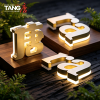 Lettres de logo LED en acrylique en acier inoxydable doré 3D personnalisées, étanches IP65, rétroéclairées, pour bars, entreprises, mariages, commerces