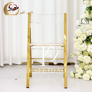 Chaise pliante moderne en acrylique pour salle à manger et mariage, avec cadre en acier inoxydable et assise en plastique transparent - Product Image 2