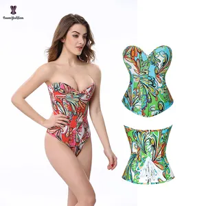 Plus Size Colorful Bodices Sexi Korset And Gorset Women's Top Floral Print Waist Training Corset Urban Outfitters