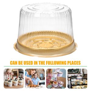 Round Plastic Cake Packaging Box <strong>Clear</strong> Plastic Cake Carrier Gold Black Cake <strong>Container</strong> with <strong>Clear</strong> Dome Lids for Home Party Bakery - Product Image 3