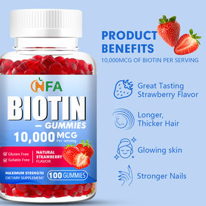 MOQ más bajo Beauty Gummy Candy Sin gluten 2X Fuerza extra para soporte de metabolismo 10000mcg Biotin Gummies - Product Image 4