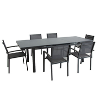 Table à manger moderne personnalisée fabriquée en Chine ensemble table à rallonge et 6 chaises dessus de table en verre facile à nettoyer pour l'extérieur