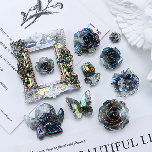 K509 nuevos accesorios de resina lindo ángulo flor marco mariposa cristal negro Color <span class=keywords><strong>Baroco</strong></span> estilo DIY artesanía - Product Image 4