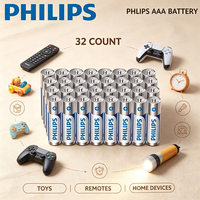 PHILIPS 32 Pilas Alcalinas LR03 AAA de 1.5V, Pilas Ultra Alcalinas de Larga Duración para Control Remoto, Juguetes y Electrónica del Hogar