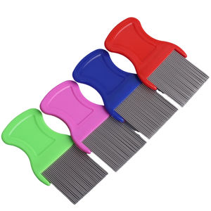 ステンレススチールヘッドペットシラミコームねじ針ノミ除去コーム金属歯ステンレス鋼ラウスとニットコーム - Product Image 3