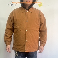 Logo personnalisé Veste d'entraîneur pour hommes Coupe-vent classique Coupe décontractée Boutons-pression Manteau vierge Col à revers Vestes d'entraîneur simples Coupe-vent