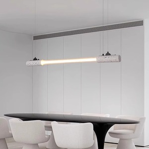 Minimalist Industrial Style Terrazzo Long Strip <b>Dining</b> Room Chandelier Modern Simple <b>Lighting</b> Fixture for Showroom Bar Counter - Product Image 1
