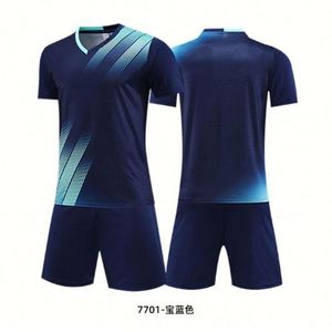 Ensembles d'uniformes d'entraînement de football unisexes 100% polyester respirant à séchage rapide avec impression par transfert thermique, col rond, manches courtes, pour équipe - Product Image 3