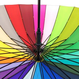 Parapluie de golf coupe-vent 24K Rainbow, durable, entièrement imprimé, en pongee coloré, avec poignée en bois, logo personnalisé, idéal pour les cadeaux et les voyages - Product Image 3