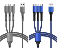 Câble de charge USB Type-C tressé en nylon 3-en-1 de 1,25 m à prix de gros, charge rapide 5A et transfert de données pour iPhone et Samsung, en alliage d'aluminium