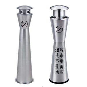 Stainless Steel Upright Cigarette Butt Column With Trash Can For Indoor Outdoor Use - Product Image 5