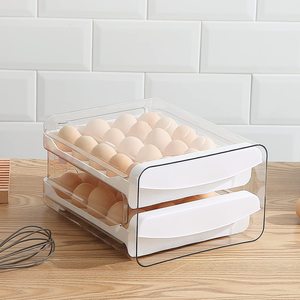 Vassoio portauova in plastica a 2 livelli con coperchio Organizer per uova per frigorifero scatola portaoggetti per uova a cassetto a 40 griglie - Product Image 6