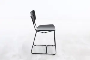 Simple Black Plywood Metal Frame Dining Chair