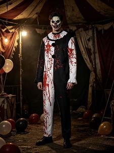 Disfraz de Payaso de Terror de Halloween para Pareja, Mono Negro y Blanco con Salpicaduras de Sangre, Traje de Cosplay con Logotipo Personalizado para Fiesta - Product Image 2