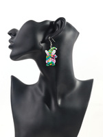 Populaire nouveau mignon fleurs coloré nain oreilles de lapin dessin animé bambou panier carotte oeuf pâques cadeau acrylique goutte boucles d'oreilles bijoux